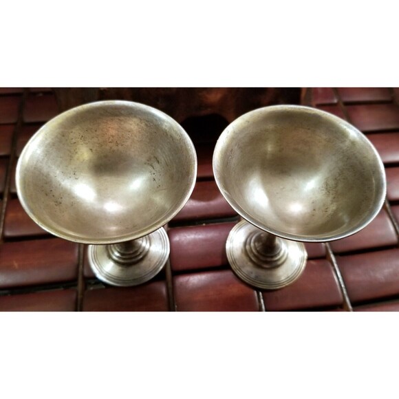 Vintage Pair of Silver Plated Copper Goblets w/ Hand Etched Dragon Motif - Picture 6 of 7